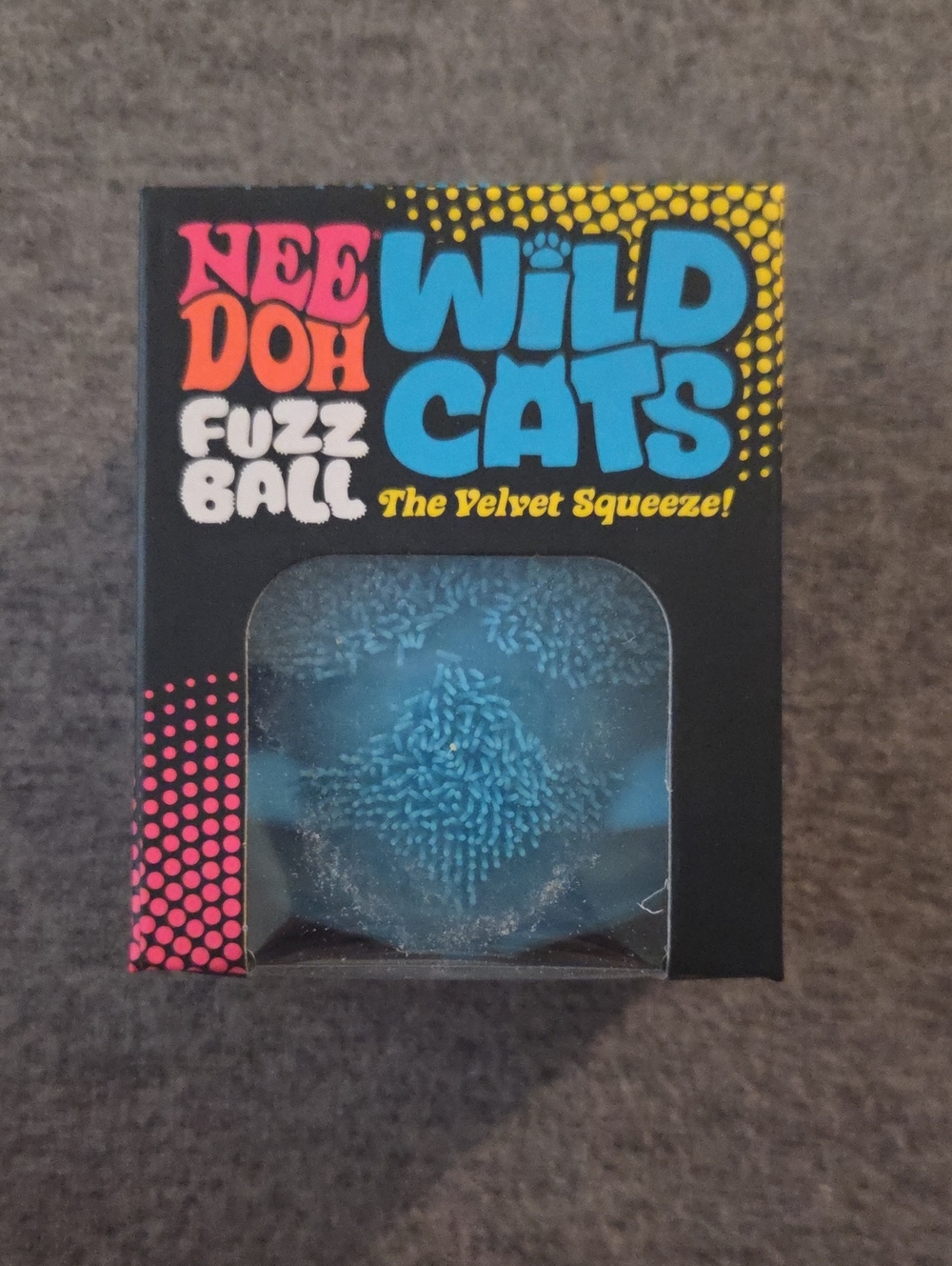 Needoh Wild Cats Fuzz Ball - Blue Squish Nee Doh Schylling Velvet Squeeze